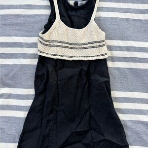 Zara Girls’ Black Dress with Knit Cream Overlay